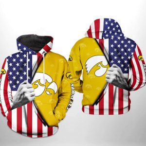Iowa Hawkeyes NCAA US Flag 3D Printed Hoodie/Zipper Hoodie