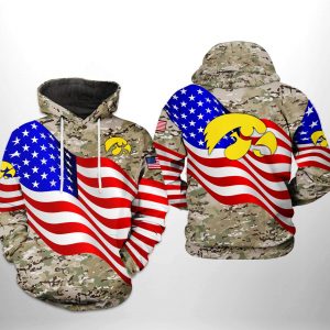 Iowa Hawkeyes NCAA US Flag Camo Veteran 3D Printed Hoodie/Zipper Hoodie