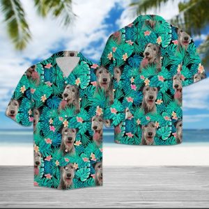 Irish Wolfhound Tropical Hawaiian Shirt Summer Button Up