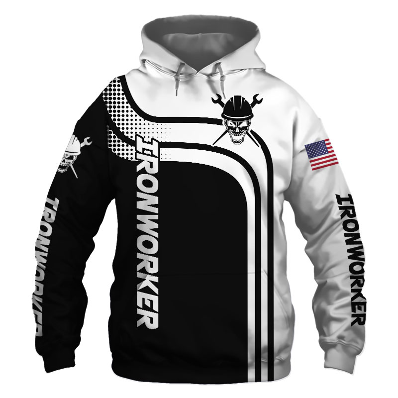 Ironworker Black US Flag 3D Printed Hoodie/Zipper Hoodie Ironworker Black US Flag 3D Printed Hoodie/Zipper Hoodie