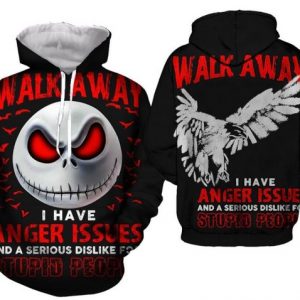 Jack Skellington Walk Away I Have Anger Issues And Dislike For Stupid People 3D Printed Hoodie/Zipper Hoodie