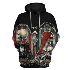 Jack and Sally Nightmare Before Christmas Skull Art 3D Printed Hoodie/Zipper Hoodie