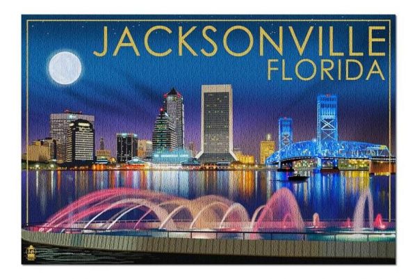 Jacksonville At Night Jigsaw Puzzle Set