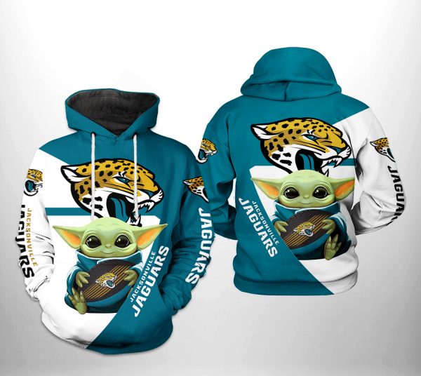 Jacksonville Jaguars NFL Baby Yoda Team 3D Printed Hoodie/Zipper Hoodie