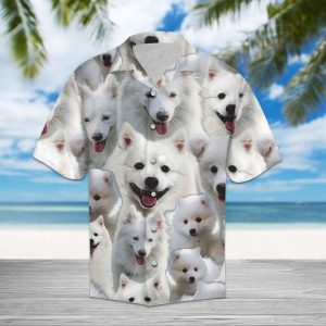 Japanese Spitz Hawaiian Shirt Summer Button Up