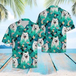 Japanese Spitz Tropical Hawaiian Shirt Summer Button Up