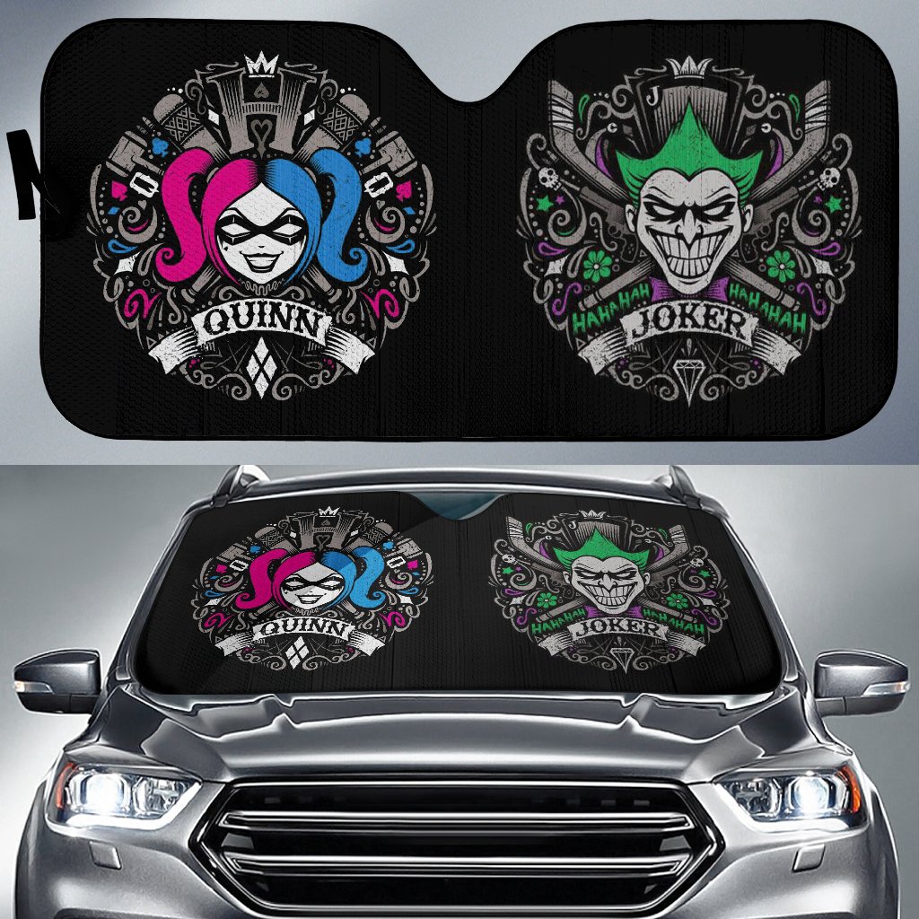 Joker And Harley Quinn Movie Car Auto Sun Shade Joker And Harley Quinn Movie Car Auto Sun Shade