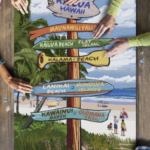 Kailua, Hawaii Destination Signpost Jigsaw Puzzle Set
