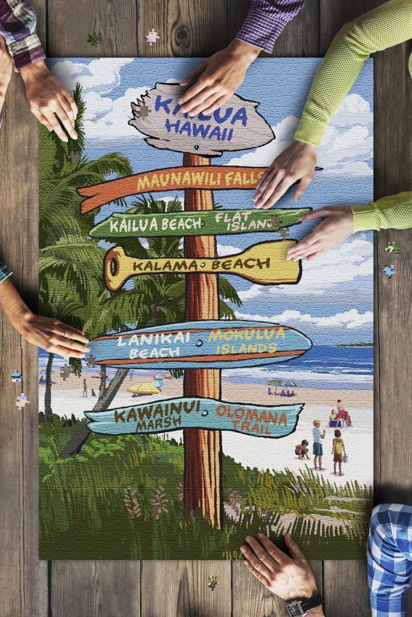 Kailua, Hawaii Destination Signpost Jigsaw Puzzle Set
