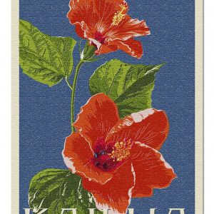 Kailua, Hawaii Red Hibiscus Flower Letterpress Jigsaw Puzzle Set