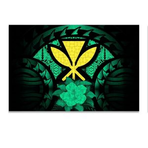 Kanaka Maoli (Hawaiian) Polynesian Hibiscus Green Jigsaw Puzzle Set