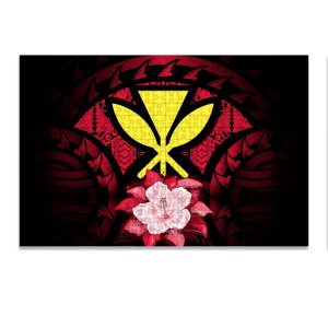 Kanaka Maoli (Hawaiian) Polynesian Hibiscus Red Jigsaw Puzzle Set