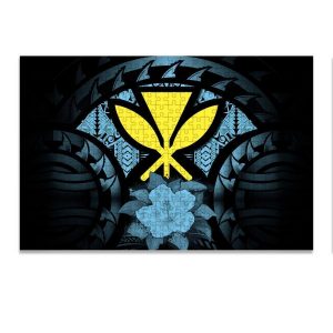Kanaka Maoli (Hawaiian) Polynesian Hibiscus Turquoise Jigsaw Puzzle Set