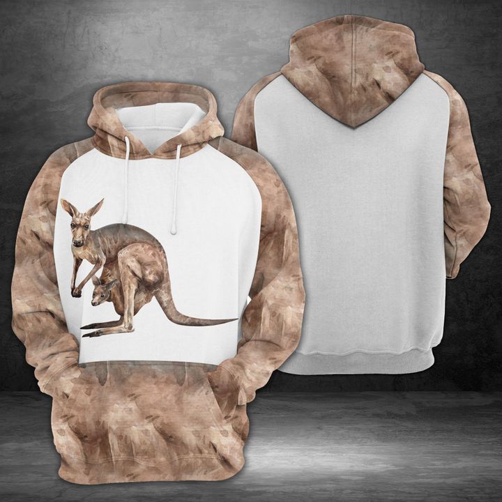 Kangaroo With Baby 3D Printed Hoodie/Zipper Hoodie Kangaroo With Baby 3D Printed Hoodie/Zipper Hoodie