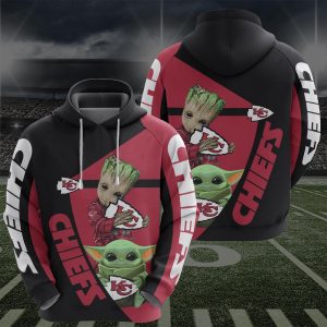 Kansas Chiefs Groot Baby Yoda 3D Printed Hoodie/Zipper Hoodie