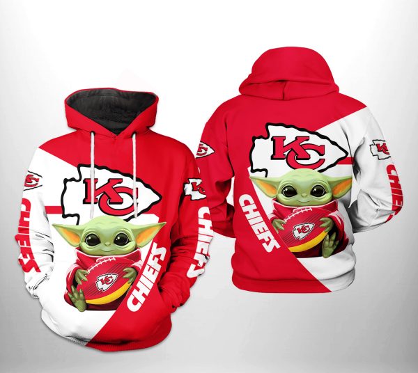 Kansas City Chiefs NFL Baby Yoda Team 3D Printed Hoodie/Zipper Hoodie