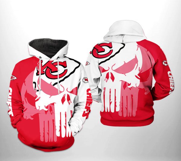 Kansas City Chiefs NFL Team Skull 3D Printed Hoodie/Zipper Hoodie