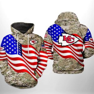 Kansas City Chiefs NFL US Flag Camo Veteran Team 3D Printed Hoodie/Zipper Hoodie