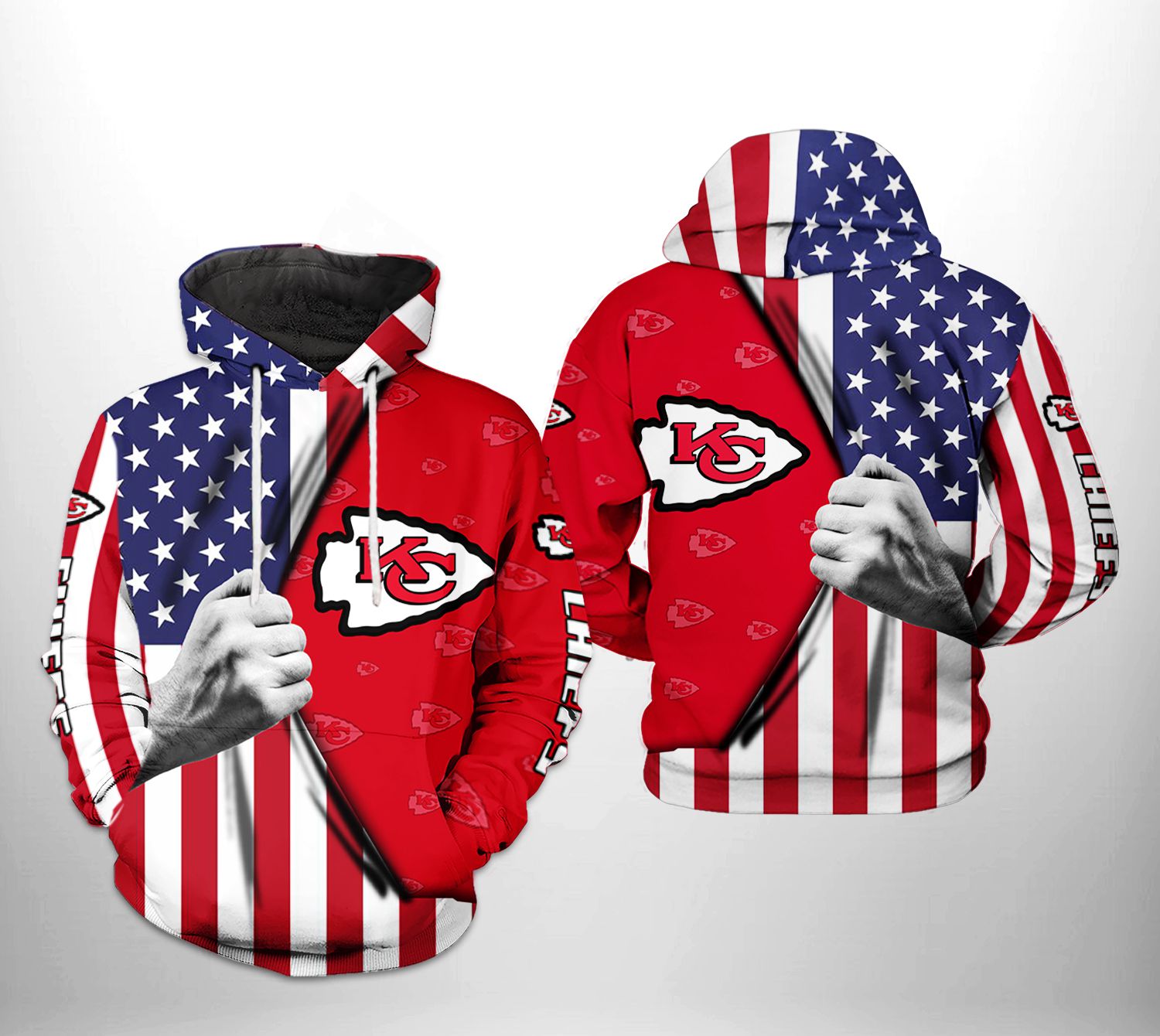 Kansas City Chiefs NFL US Flag Team 3D Printed Hoodie/Zipper Hoodie Kansas City Chiefs NFL US Flag Team 3D Printed Hoodie/Zipper Hoodie