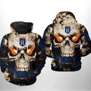 Kansas City Royals MLB Skull 3D Printed Hoodie/Zipper Hoodie