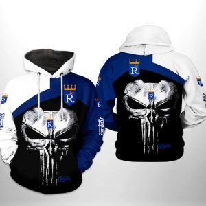 Kansas City Royals MLB Skull Punisher 3D Printed Hoodie/Zipper Hoodie