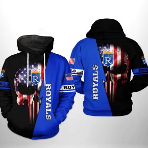 Kansas City Royals MLB US Flag Skull 3D Printed Hoodie/Zipper Hoodie