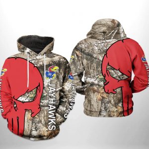 Kansas Jayhawks NCAA Camo Veteran Hunting 3D Printed Hoodie/Zipper Hoodie