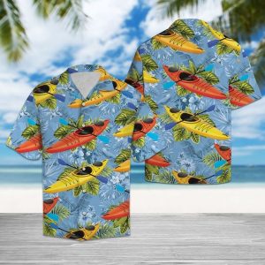 Kayak Tropical Hawaiian Shirt Summer Button Up