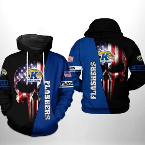 Kent State Golden Flashers NCAA US Flag Skull 3D Printed Hoodie/Zipper Hoodie