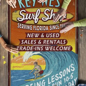 Key West, Florida Surf Shop Vintage Sign Jigsaw Puzzle Set