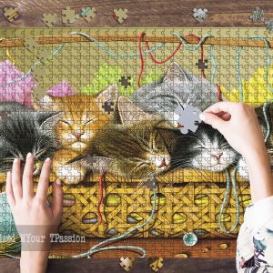 Kittens In Basket Jigsaw Puzzle Set