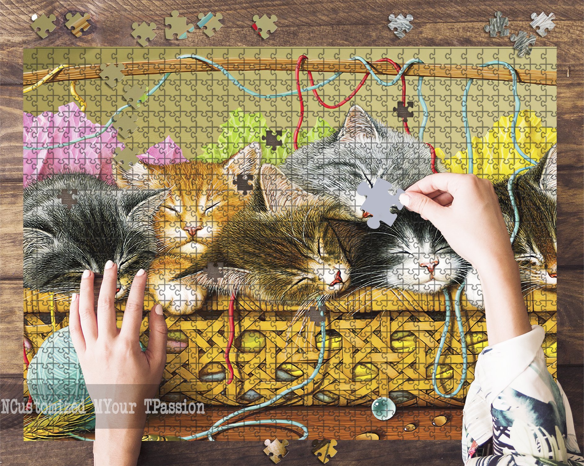 Kittens In Basket Jigsaw Puzzle Set Kittens In Basket Jigsaw Puzzle Set