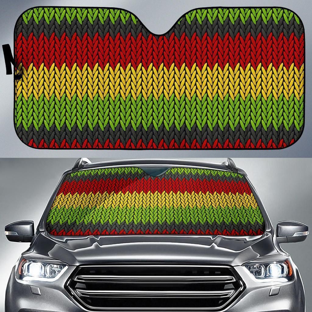 Knitted Style Reggae Car Auto Sun Shade Knitted Style Reggae Car Auto Sun Shade