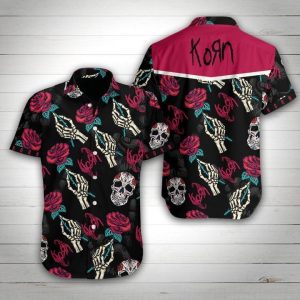 Korn Band Rose Skull Hawaiian Shirt Summer Button Up