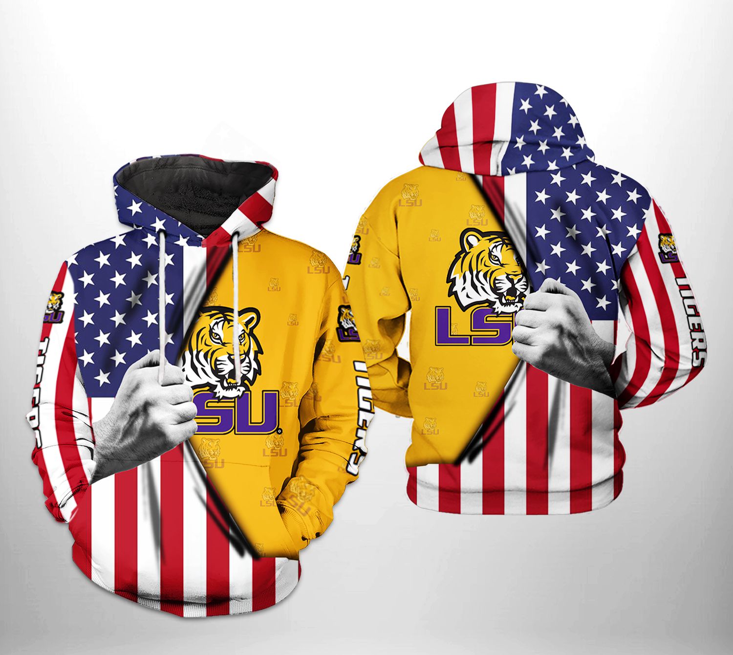 LSU Tigers NCAA US Flag 3D Printed Hoodie/Zipper Hoodie LSU Tigers NCAA US Flag 3D Printed Hoodie/Zipper Hoodie