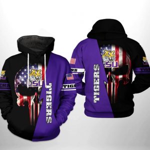 LSU Tigers NCAA US Flag Skull 3D Printed Hoodie/Zipper Hoodie