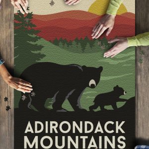 Lake George, New York Adirondack Mountains Bear And Cub Jigsaw Puzzle Set