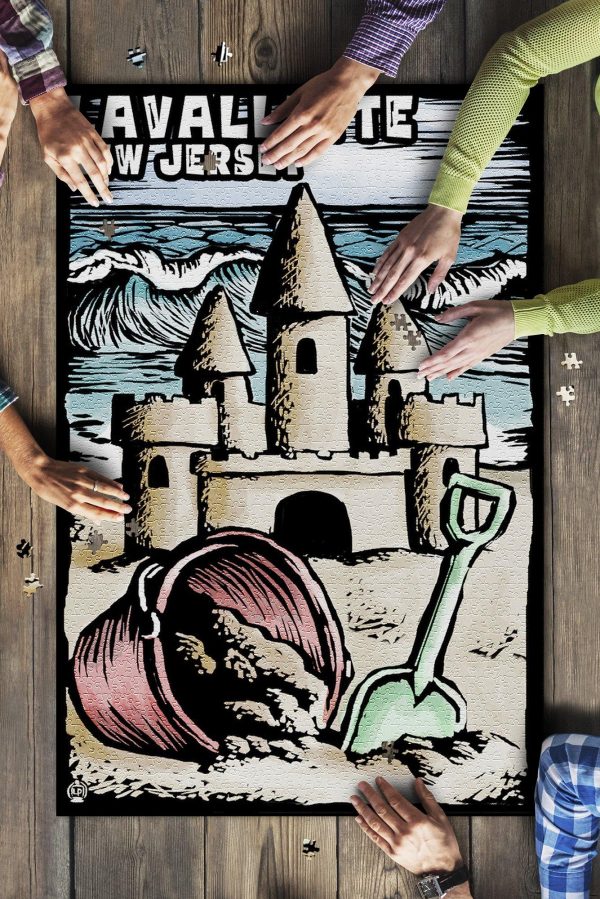 Lavallette, New Jersey Sandcastle Scratchboard Jigsaw Puzzle Set