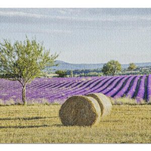 Lavender Fields With Rolls Of Hay Jigsaw Puzzle Set