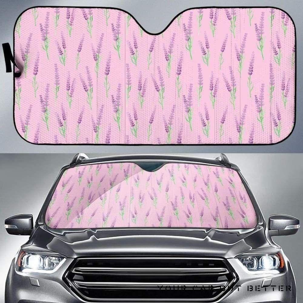 Lavender Pattern Pink Car Auto Sun Shade Lavender Pattern Pink Car Auto Sun Shade