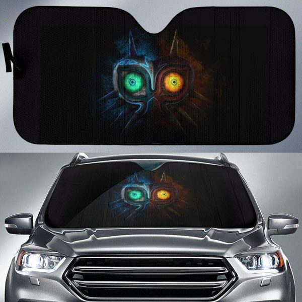 Legend Of Zelda MajoraS Mask 3D Blue And Orange Car Auto Sun Shade