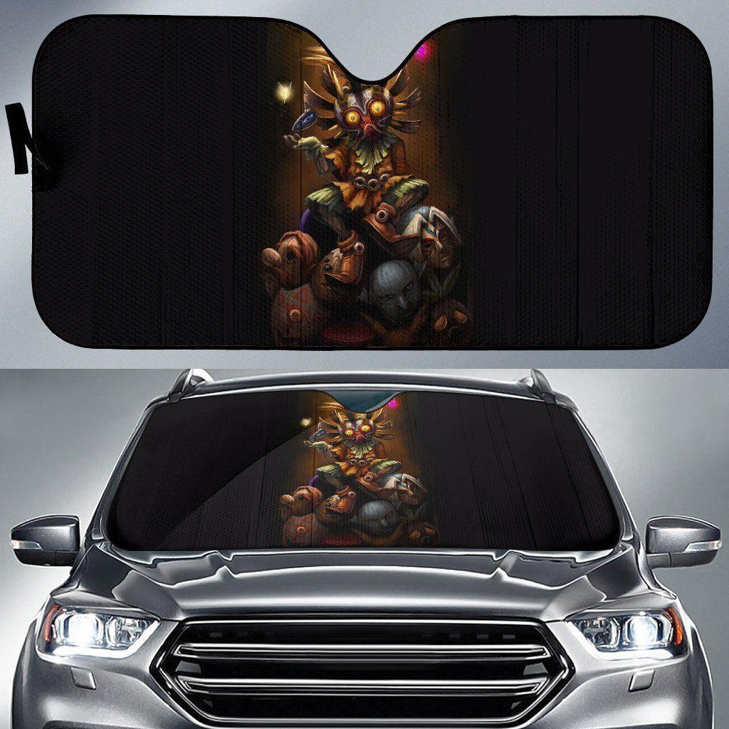 Legend Of Zelda MajoraS Mask 3D Orange Car Auto Sun Shade Legend Of Zelda MajoraS Mask 3D Orange Car Auto Sun Shade