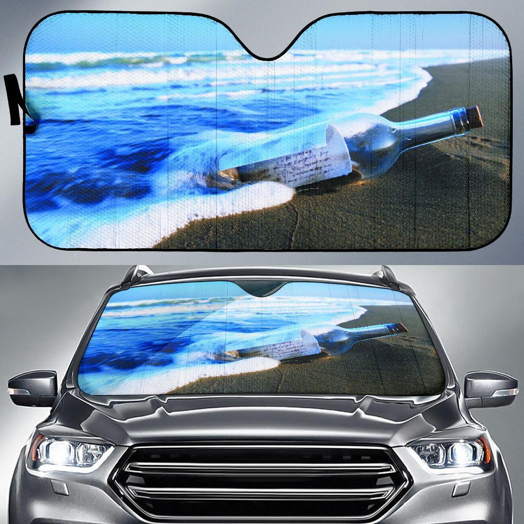 Letter Bottle with Sand & Sea Car Auto Sun Shade Letter Bottle with Sand & Sea Car Auto Sun Shade