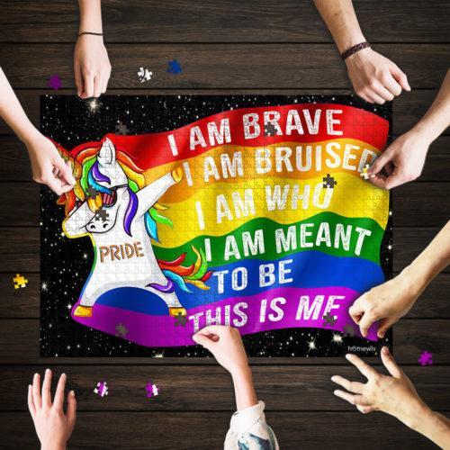 Lgbt Unicorn I Am Brave Jigsaw Puzzle Set Lgbt Unicorn I Am Brave Jigsaw Puzzle Set