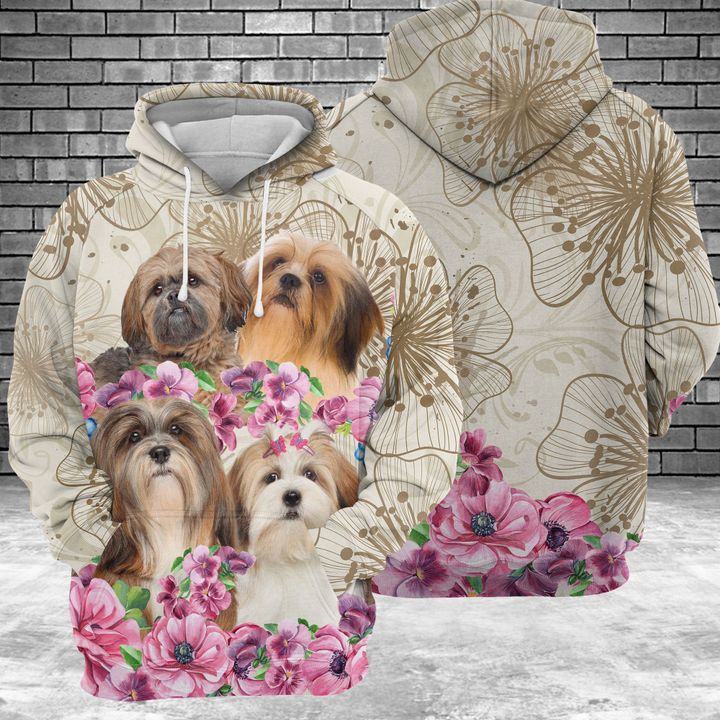 Lhasa Apso Flower 3D Printed Hoodie/Zipper Hoodie Lhasa Apso Flower 3D Printed Hoodie/Zipper Hoodie