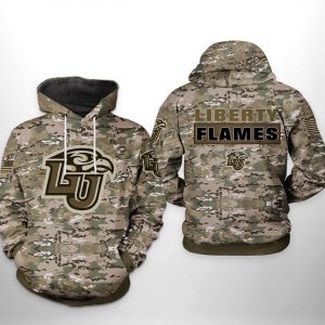 Liberty Flames NCAA Camo Veteran 3D Printed Hoodie/Zipper Hoodie