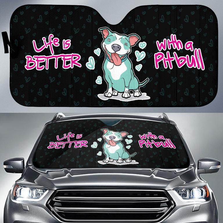 Life Is Better With A Pitbul 2 Car Auto Sun Shade Life Is Better With A Pitbul 2 Car Auto Sun Shade
