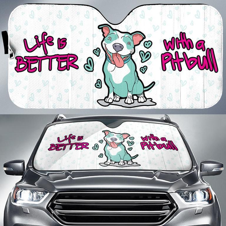 Life Is Better With A Pitbul Car Auto Sun Shade Life Is Better With A Pitbul Car Auto Sun Shade