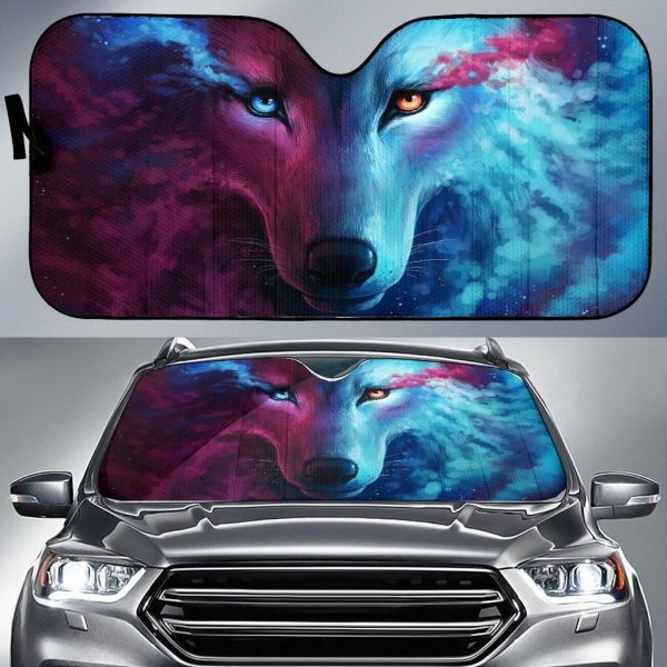 Light And Dark Meet Wolf Native American Car Auto Sun Shade