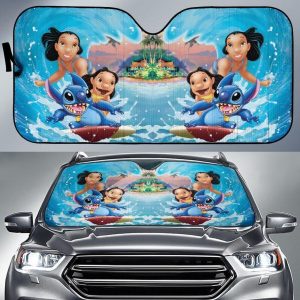 Lilo And Stitch Surfing Car Auto Sun Shade